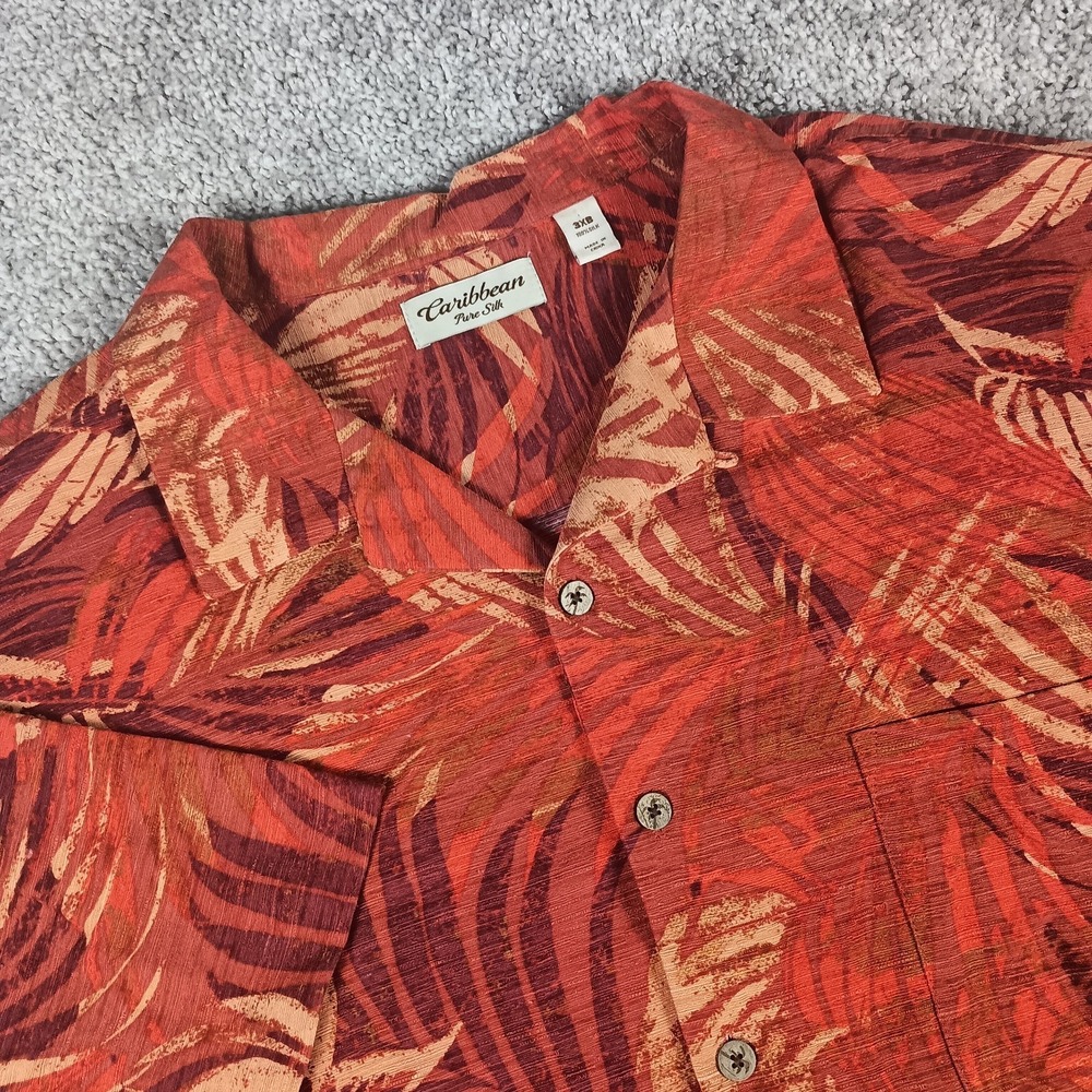 Rare 3XB Vintage Caribbean Silk Hawaiian Shirt - Wood Buttons - EUC